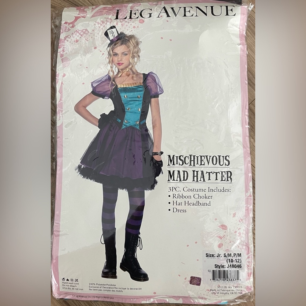 Leg Avenue Mischievous Mad Hatter Costume - Purple, Black, and Blue
